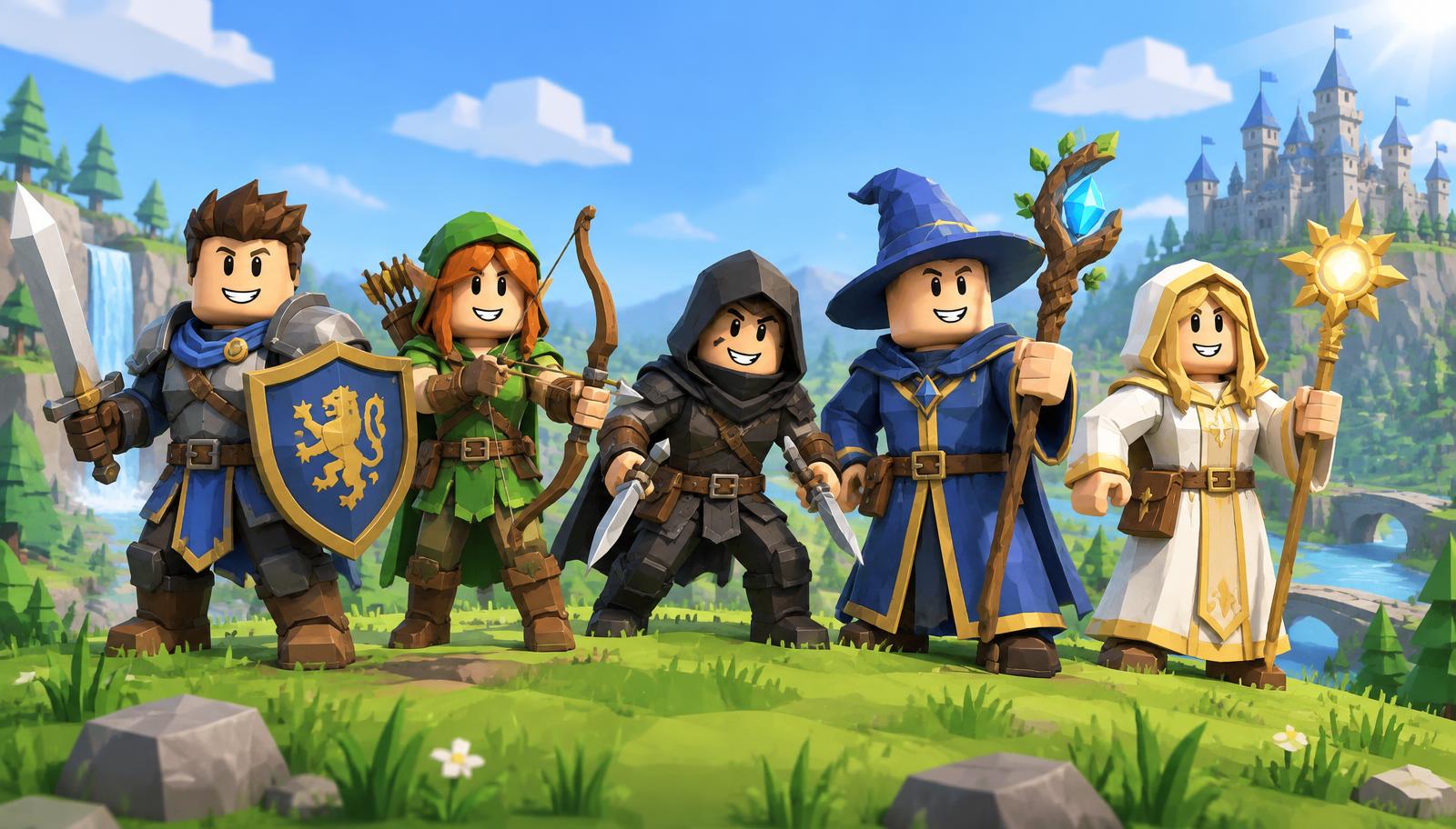 Concept lineup of the five classes, focused on the Warrior